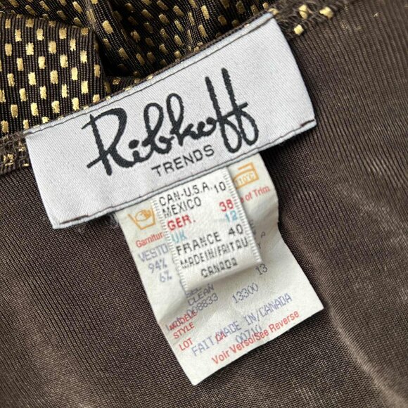 Ribkoff Trends Brown & Gold Knit Duster Jacket with Loop-Neck Button – US 10 - Picture 10 of 10